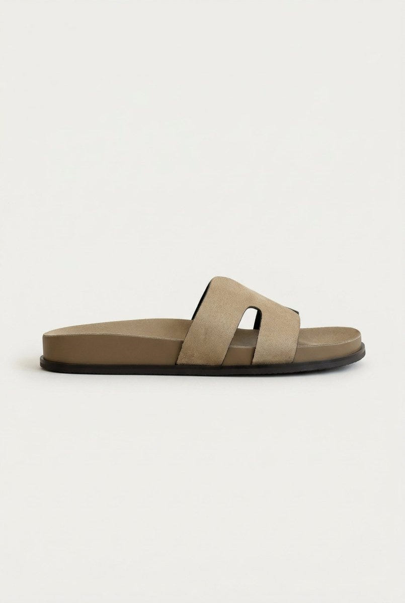 CORINA - Sandals with Cutouts - Beige Suede