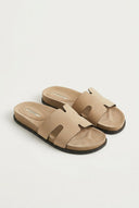 CORINA - Sandals with Cutouts - Beige Suede