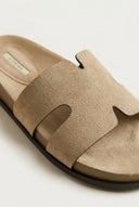 CORINA - Sandals with Cutouts - Beige Suede