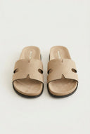 CORINA - Sandals with Cutouts - Beige Suede