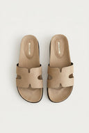 CORINA - Sandals with Cutouts - Beige Suede
