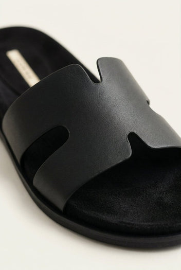 CORINA - Sandals with Cutouts - Black Matte