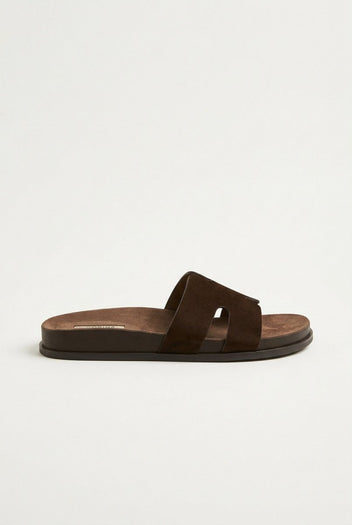 CORINA - Sandals with Cutouts - Brown Suede