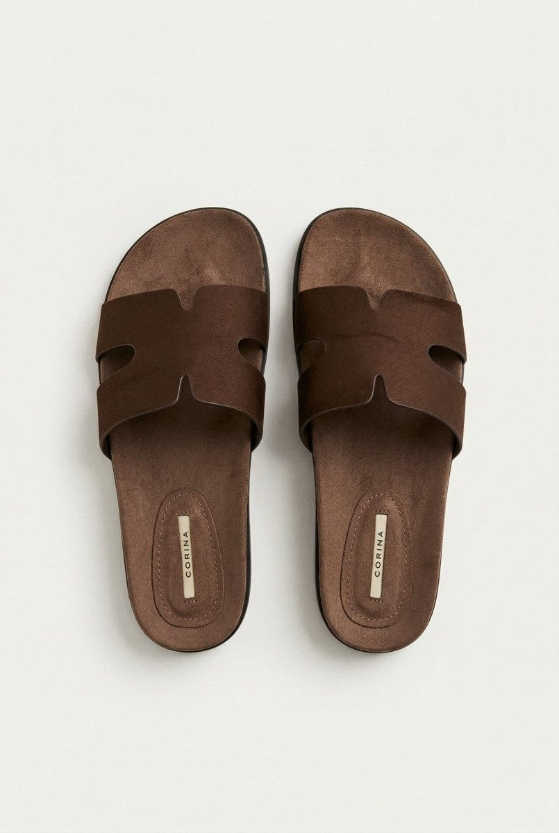 CORINA - Sandals with Cutouts - Brown Suede