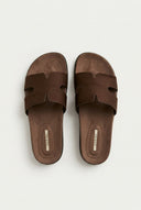 CORINA - Sandals with Cutouts - Brown Suede