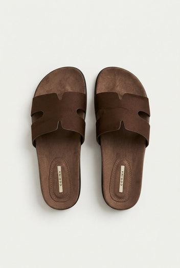 CORINA - Sandals with Cutouts - Brown Suede