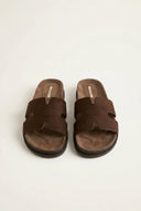 CORINA - Sandals with Cutouts - Brown Suede