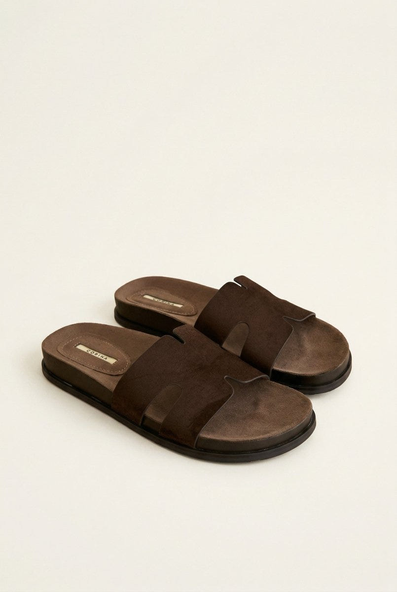 CORINA - Sandals with Cutouts - Brown Suede