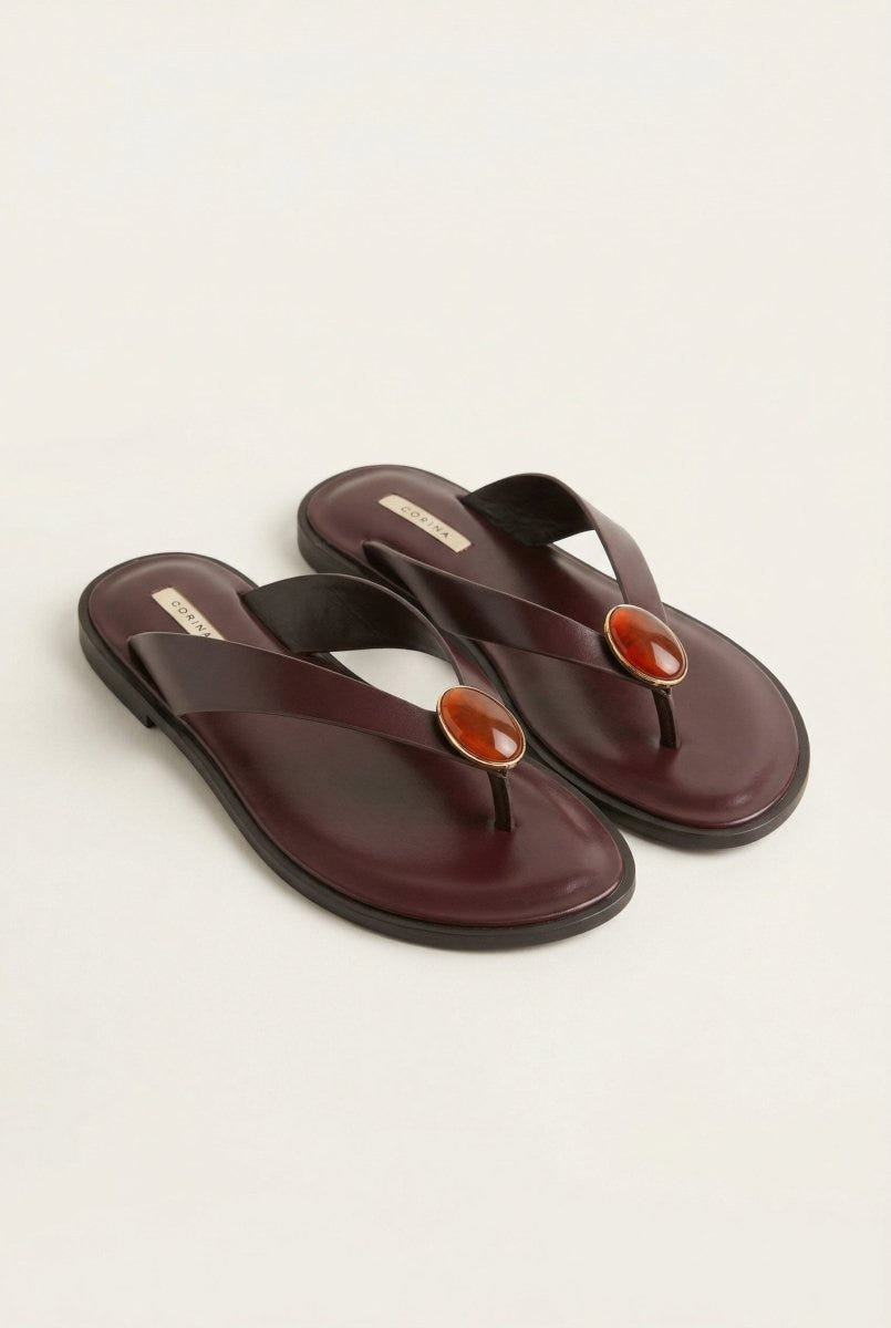 CORINA - Sandals with Metallic Detail - Bordeaux Matte