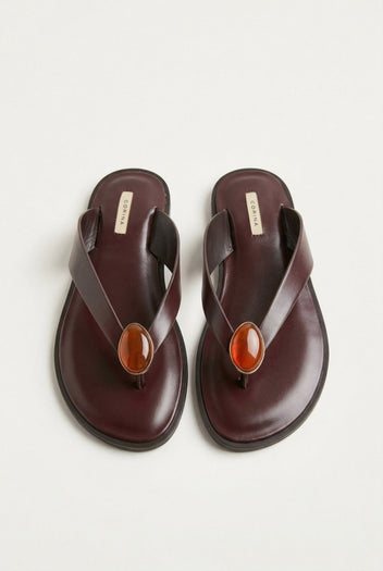 CORINA - Sandals with Metallic Detail - Bordeaux Matte