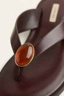 CORINA - Sandals with Metallic Detail - Bordeaux Matte