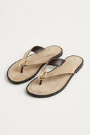 CORINA - Sandals with Metallic Detail - Camel Suede
