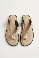 CORINA - Sandals with Metallic Detail - Camel Suede
