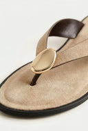 CORINA - Sandals with Metallic Detail - Camel Suede