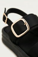 ERYNN - Satin Flatform Sandals Buckle - Black Satin