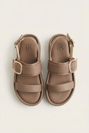 ERYNN - Satin Flatform Sandals Buckle - Mocha Satin