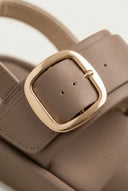 ERYNN - Satin Flatform Sandals Buckle - Mocha Satin