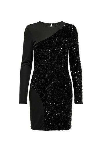 ONLY - Sequin Mini Dress Long Sleeve - Black