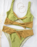 Σετ bandeau bikini με διχρωμία - Πράσινο - thefashionproject.gr - The Fashion Project