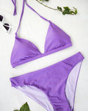 Σετ basic bikini με τρίγωνο top - Μωβ - thefashionproject.gr - The Fashion Project