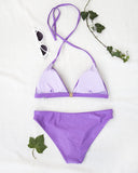 Σετ basic bikini με τρίγωνο top - Μωβ - thefashionproject.gr - The Fashion Project
