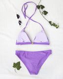 Σετ basic bikini με τρίγωνο top - Μωβ - thefashionproject.gr - The Fashion Project
