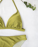 Σετ basic bikini με τρίγωνο top - Χακί - thefashionproject.gr - The Fashion Project