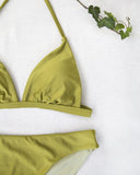 Σετ basic bikini με τρίγωνο top - Χακί - thefashionproject.gr - The Fashion Project