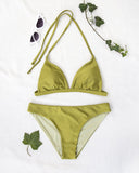 Σετ basic bikini με τρίγωνο top - Χακί - thefashionproject.gr - The Fashion Project
