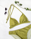 Σετ basic bikini με τρίγωνο top - Χακί - thefashionproject.gr - The Fashion Project