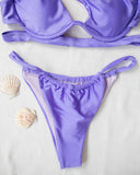 Σετ bikini με cut outs και μπανέλα - Μωβ - thefashionproject.gr - The Fashion Project