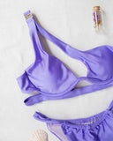 Σετ bikini με cut outs και μπανέλα - Μωβ - thefashionproject.gr - The Fashion Project