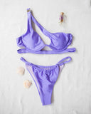Σετ bikini με cut outs και μπανέλα - Μωβ - thefashionproject.gr - The Fashion Project