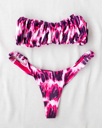 Σετ bikini με σούρες στο τοπ - Φούξια - thefashionproject.gr - The Fashion Project