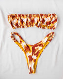 Σετ bikini με σούρες στο τοπ - Κίτρινο - thefashionproject.gr - The Fashion Project