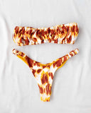 Σετ bikini με σούρες στο τοπ - Κίτρινο - thefashionproject.gr - The Fashion Project