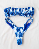 Σετ bikini με σούρες στο τοπ - Μπλε - thefashionproject.gr - The Fashion Project