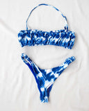 Σετ bikini με σούρες στο τοπ - Μπλε - thefashionproject.gr - The Fashion Project