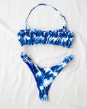 Σετ bikini με σούρες στο τοπ - Μπλε - thefashionproject.gr - The Fashion Project