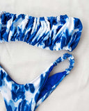 Σετ bikini με σούρες στο τοπ - Μπλε - thefashionproject.gr - The Fashion Project