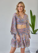 Σετ boho μεταξωτή φούστα με δετό τοπ - Μωβ - thefashionproject.gr - The Fashion Project
