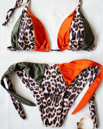 Σετ brazilian bikini με animal print - Κεραμιδί - thefashionproject.gr - The Fashion Project