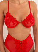 Σετ εσώρουχα corset με κορδόνια - Κόκκινο - thefashionproject.gr - The Fashion Project