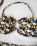 Σετ floral bikini με κοκάλινο κρίκο - Μαύρο - thefashionproject.gr - The Fashion Project