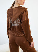 Σετ φόρμες βελουτέ με στρας - Καφέ - thefashionproject.gr - New Collection