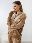 Σετ φόρμες βελουτέ με στρας - Μπεζ - thefashionproject.gr - New Collection