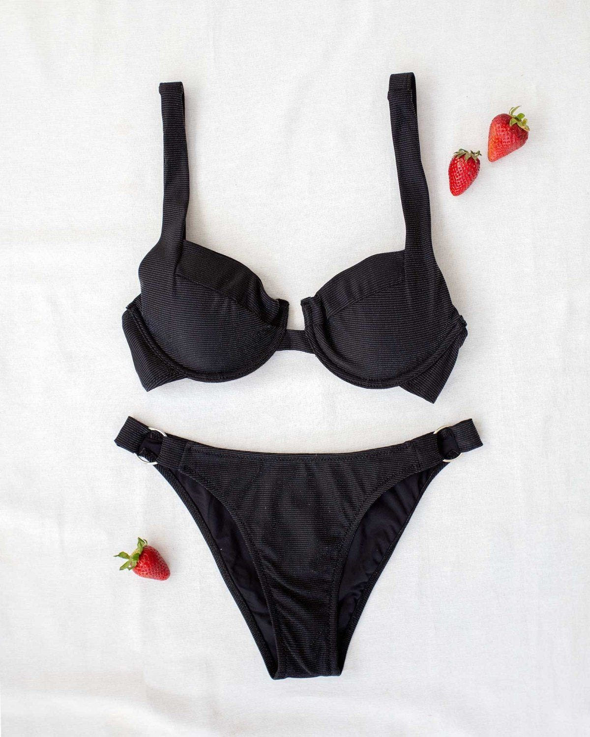 Σετ lurex bikini με κρίκους - Μαύρο - thefashionproject.gr - The Fashion Project