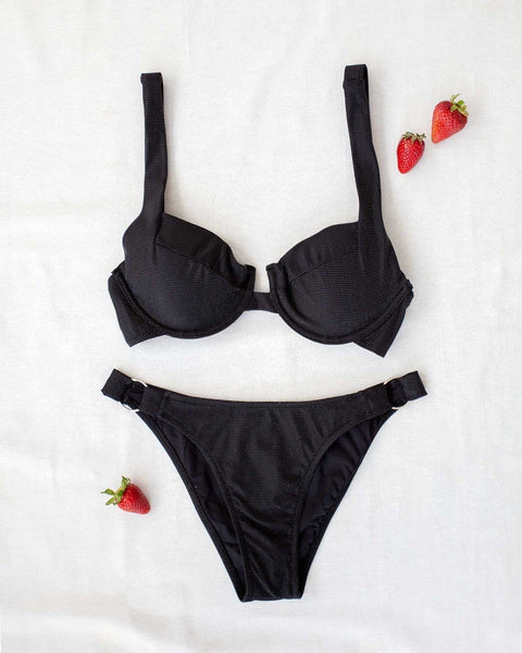 Lurex Bikini Set with Rings - Black