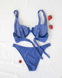 Σετ lurex bikini με κρίκους - Μπλε - thefashionproject.gr - The Fashion Project