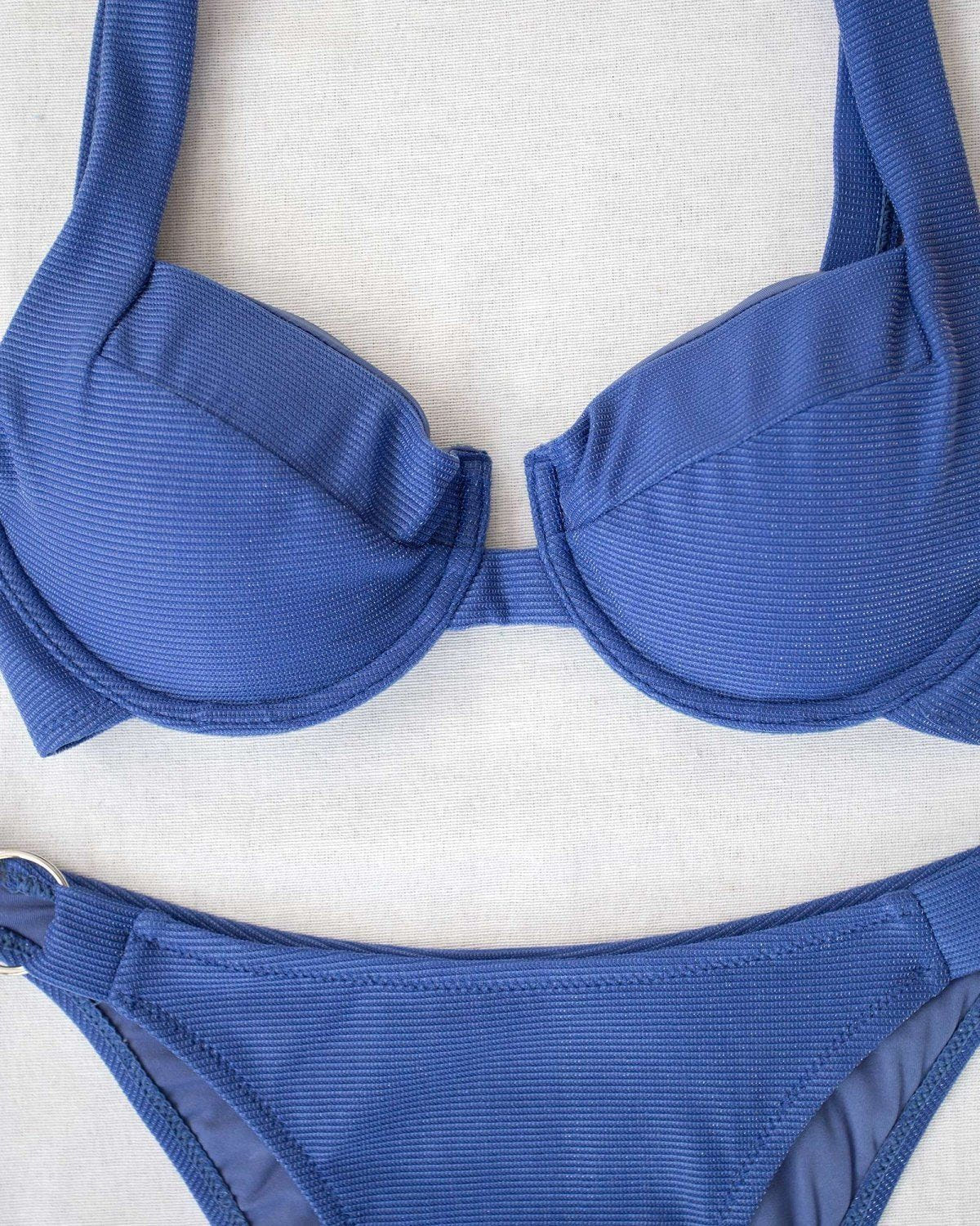 Σετ lurex bikini με κρίκους - Μπλε - thefashionproject.gr - The Fashion Project